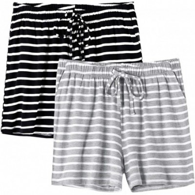 Bottoms Pajama Shorts Womens Lounge Short Sleep Shorts Pajama Bottoms - Black Stripe Grey Stripe - CS190E9EAOL