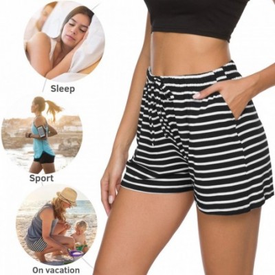 Bottoms Pajama Shorts Womens Lounge Short Sleep Shorts Pajama Bottoms - Black Stripe Grey Stripe - CS190E9EAOL