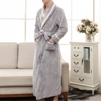 Robes Plush Fleece Robe with Hood-Unisex Couple Fluffy Fleece Shawl Collar Bath Bathrobe Warm Sleepwear - Grey - CK18Z5WKQDL