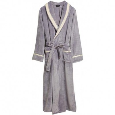 Robes Plush Fleece Robe with Hood-Unisex Couple Fluffy Fleece Shawl Collar Bath Bathrobe Warm Sleepwear - Grey - CK18Z5WKQDL