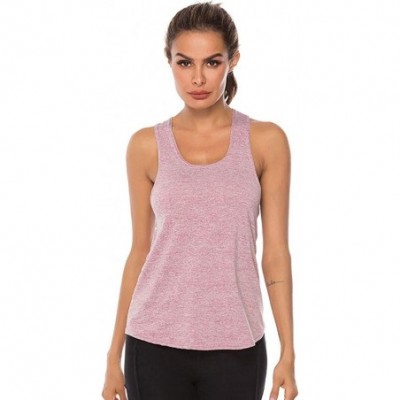 Baby Dolls & Chemises Women Sport Fitness Tank Top Athletic Undershirt Yoga T-Shirt Quick Dry Vest - Pink - CG194RLXCLA