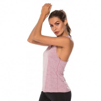 Baby Dolls & Chemises Women Sport Fitness Tank Top Athletic Undershirt Yoga T-Shirt Quick Dry Vest - Pink - CG194RLXCLA