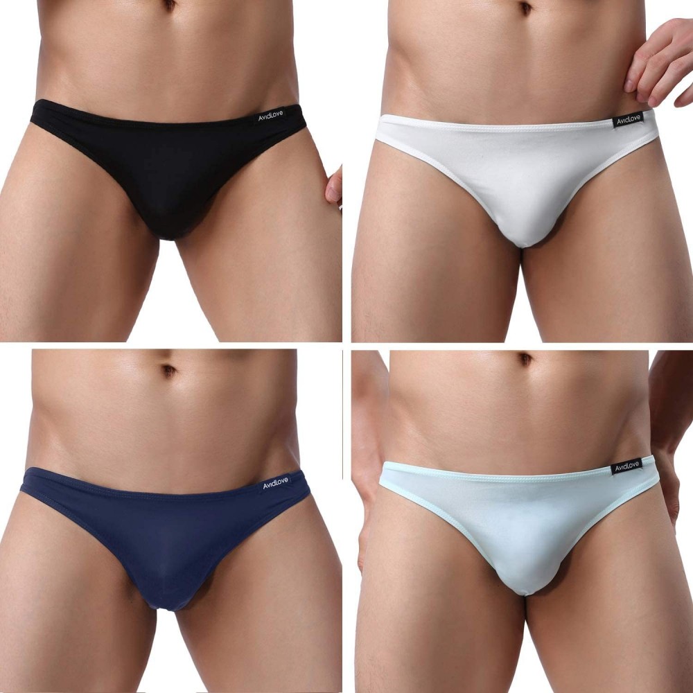 Briefs Underwear Men's 4 Pack Classic Low Rise Stretchy Hip Briefs Bikini - Black/White/Navy Blue/Light Green - CG1966N9UOO