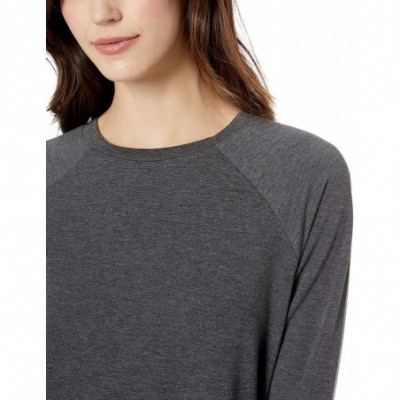 Tops Women's Loungewear Classic French Terry Raglan Long Sleeve Top - Charcoal Grey - CS18CGUZ6AO