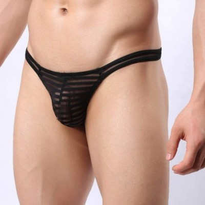 Briefs Mens Pure See Through Underwear Sexy Bulge Pouch Bikini Thong Stretch T-Back - 6-pack Mix - CZ193QI78X3