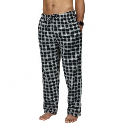 Sleep Bottoms 3 Pack Mens Pajama Pants - Mens Fleece Plaid Lounge Pajama Bottoms - Set a - CU18RRASKWG