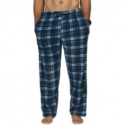 Sleep Bottoms 3 Pack Mens Pajama Pants - Mens Fleece Plaid Lounge Pajama Bottoms - Set a - CU18RRASKWG