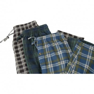 Sleep Bottoms 3 Pack Mens Pajama Pants - Mens Fleece Plaid Lounge Pajama Bottoms - Set a - CU18RRASKWG