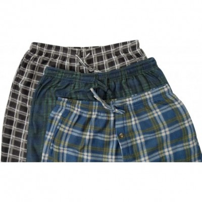 Sleep Bottoms 3 Pack Mens Pajama Pants - Mens Fleece Plaid Lounge Pajama Bottoms - Set a - CU18RRASKWG