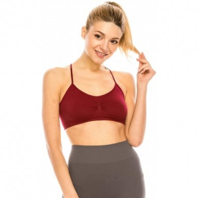 Camisoles & Tanks Strappy Caged Back Bra Cami- UV Protective Fabric UPF 50+ (Made with Love in The USA) - Burgundy - C118OT0GXGD