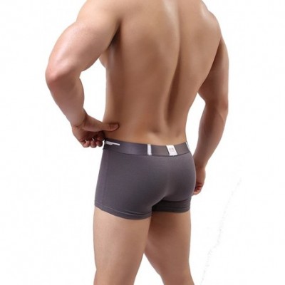 Boxer Briefs Mens Underwear Cotton Mesh Splicing Separate Pouch Boxer Trunks Underoots - Gray - C81860GXICX