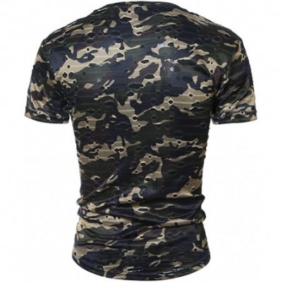 Undershirts T-Shirt Top Men's Camouflage Print V Neck Pullover Short Tees Blouse - X3-army Green - C218QH5UDXC