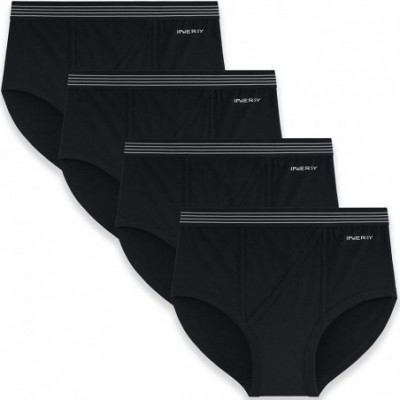 Briefs Men's Underwear Briefs Classic Full Rise Cotton Underwear 4 Pack - 4 Black - CM18UG80Q9Q