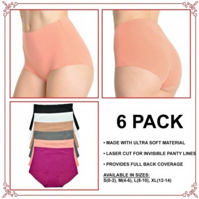 Panties 6PK Laser Cut Invisible Line Push UpBra and Panty Set (Sold Separately) - 6-pack High-waisted Briefs - CK182MG7X7C