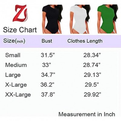 Shapewear Women's Short-Sleeve Round Neck Leotard Basic Bodysuits Elastic T-Shirts Bodycon Jumpsuit - White - CS18QHNOK8R