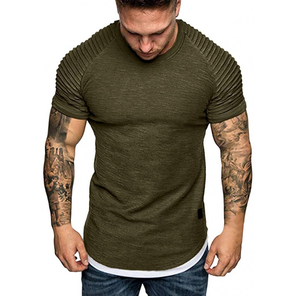 Sleep Tops Autumn Long Sleeve Plaid Hoodie Hooded Sweatshirt Top Tee Outwear BlouseMen - 03 Army Green - C418RXYHU83