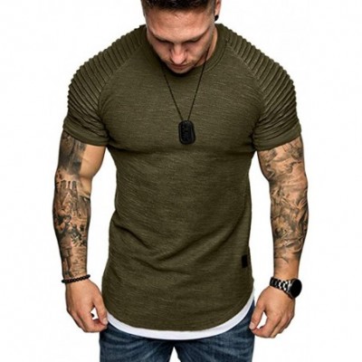 Sleep Tops Autumn Long Sleeve Plaid Hoodie Hooded Sweatshirt Top Tee Outwear BlouseMen - 03 Army Green - C418RXYHU83