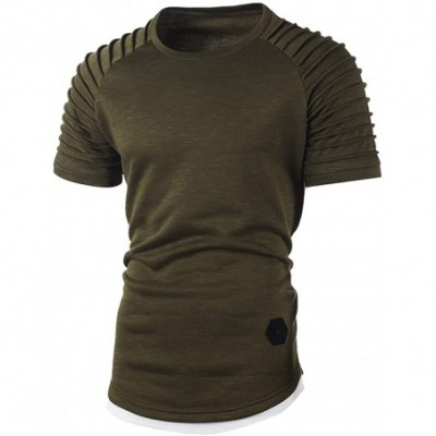 Sleep Tops Autumn Long Sleeve Plaid Hoodie Hooded Sweatshirt Top Tee Outwear BlouseMen - 03 Army Green - C418RXYHU83