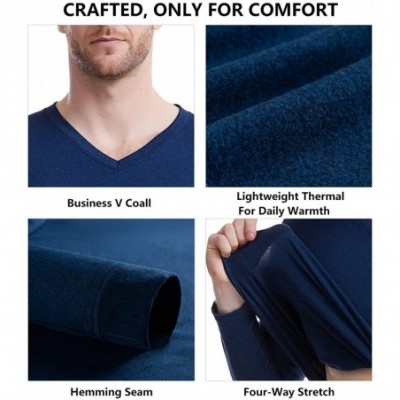 Thermal Underwear Men's Thermal Underwear Set Microfiber Fleece Long Johns Winter Base Layer Top and Bottom - Blue - C218AHR40ML