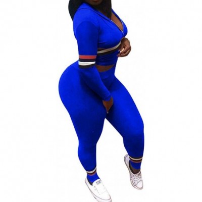 Sets Tracksuit Sweatshirt Pants Sets Women 2Pcs Sports Long Sleeve Casual Suit - B Blue Tracksuit - CG18WEH7SH4