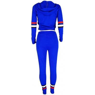 Sets Tracksuit Sweatshirt Pants Sets Women 2Pcs Sports Long Sleeve Casual Suit - B Blue Tracksuit - CG18WEH7SH4