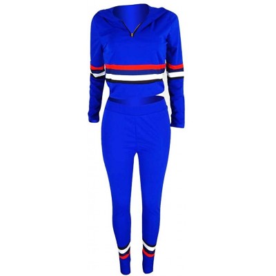 Sets Tracksuit Sweatshirt Pants Sets Women 2Pcs Sports Long Sleeve Casual Suit - B Blue Tracksuit - CG18WEH7SH4