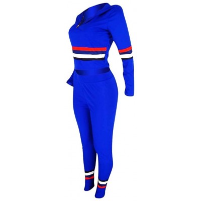 Sets Tracksuit Sweatshirt Pants Sets Women 2Pcs Sports Long Sleeve Casual Suit - B Blue Tracksuit - CG18WEH7SH4