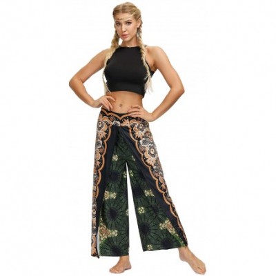 Bottoms Women's Boho Harem Yoga Pants Floral Print Baggy Comfy Hippie Palazzo Pants - 033q - CV190N4C3LA