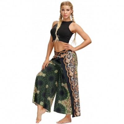 Bottoms Women's Boho Harem Yoga Pants Floral Print Baggy Comfy Hippie Palazzo Pants - 033q - CV190N4C3LA