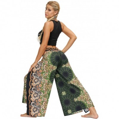 Bottoms Women's Boho Harem Yoga Pants Floral Print Baggy Comfy Hippie Palazzo Pants - 033q - CV190N4C3LA