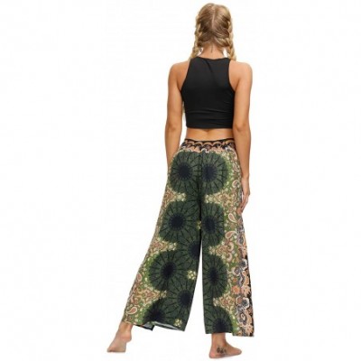 Bottoms Women's Boho Harem Yoga Pants Floral Print Baggy Comfy Hippie Palazzo Pants - 033q - CV190N4C3LA