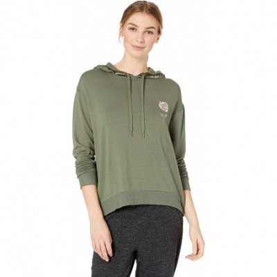 Tops Women's Long Sleeve Hoodie Sweatshirt Pajama Sweater Pj - Forest Green - C918ICQWHM9