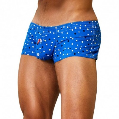 Boxers Mens Sexy Low Rise Boxer Brief Underwear Dot Fit Trunks - 90509 Blue - CT18A799CIH