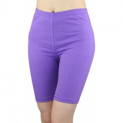 Panties Women's Stretchy Cotton Lycra Above Knee Bike Shorts Active Leggings - Purple - C511OLH4V8R