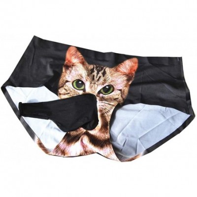 G-Strings & Thongs Men's Thong G-String Sexy Cat Print Bulge Pouch T-Back Low Rise Underpants Briefs - Black - CG1947QCWH7