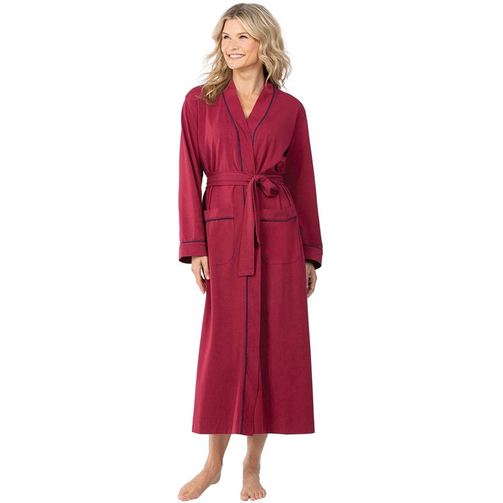 Robes Long Women's Cotton Robes - Soft Robe Womens - Cabernet - CA18Q7T4IQ4