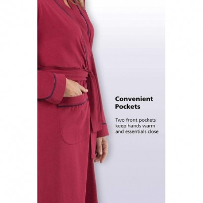 Robes Long Women's Cotton Robes - Soft Robe Womens - Cabernet - CA18Q7T4IQ4