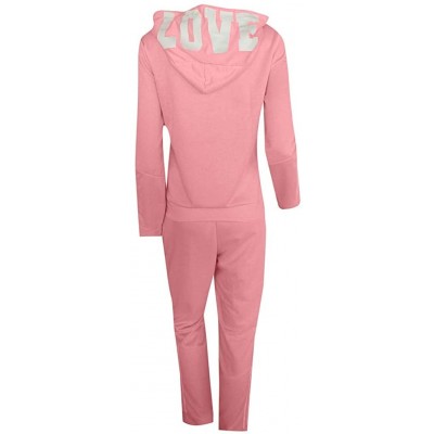 Thermal Underwear Women's Fashion Casual Stripe Zipper Long Sleeve Pullove Sport Tops+Long Pants Set - Pink - CB18LWHEWUI