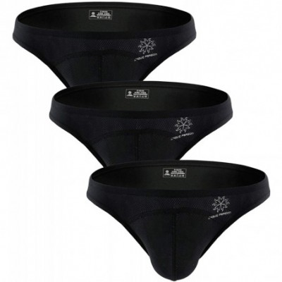 Bikinis Men's Low Waist Briefs Sexy Bikini Underwear - 3 Pieces Black - C118U2T2X0H