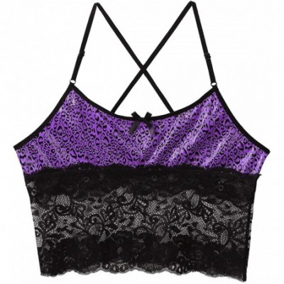 Undershirts Men's Sissy Lace Crossdress Lingerie Cross Back Sport Muscle Crop Top Tank Vest Nightwear - Purple - C619CK77QHM