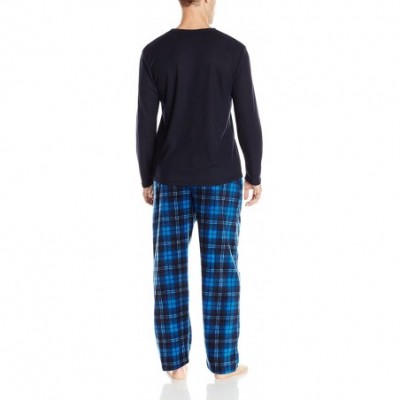 Sleep Sets Men's Long-Sleeve Top and Fleece Bottom Pajama Set - Navy/Black - CI121TQZGB3