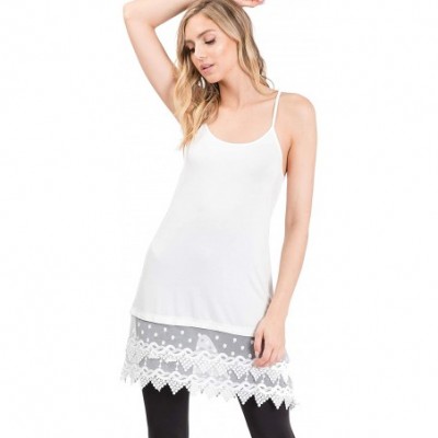 Slips Womens LACE Trim Solid Slip Extender with Adjustable Strap - Off White - CI188ZY4KLD