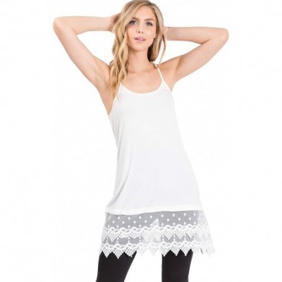 Slips Womens LACE Trim Solid Slip Extender with Adjustable Strap - Off White - CI188ZY4KLD