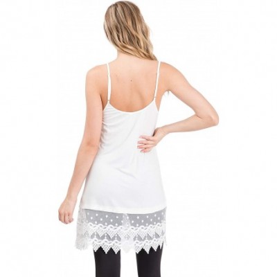 Slips Womens LACE Trim Solid Slip Extender with Adjustable Strap - Off White - CI188ZY4KLD