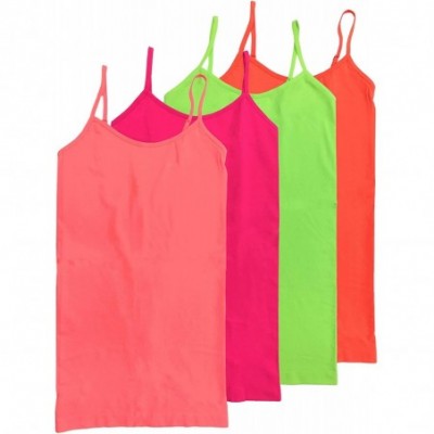 Camisoles & Tanks California Camisole 4 Way Stretch Seamless Basic Layering Top Pack of 4 - Neon Pink/Neon Coral/Neon Orange/...