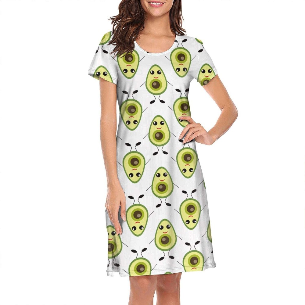 Tops Women's Short Sleeve Nightshirts Avocado Pattern Casual Sleepshirts Dress Tee - Funny Avocado Fruit - C6199IGCORQ