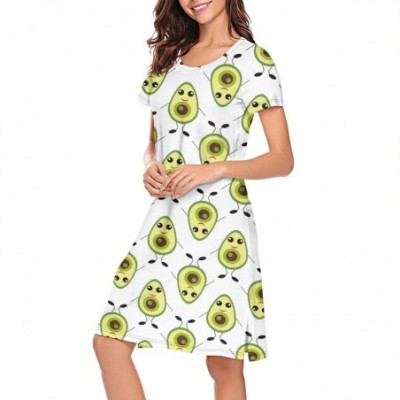 Tops Women's Short Sleeve Nightshirts Avocado Pattern Casual Sleepshirts Dress Tee - Funny Avocado Fruit - C6199IGCORQ