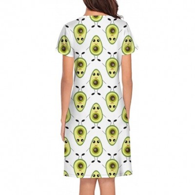 Tops Women's Short Sleeve Nightshirts Avocado Pattern Casual Sleepshirts Dress Tee - Funny Avocado Fruit - C6199IGCORQ