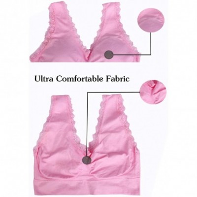 Bras Women Removeable Pads Wirefree Sleep Vest Tops Bra - Pink-lace - CG17YLGICXL