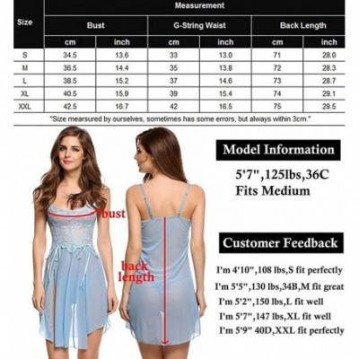 Baby Dolls & Chemises Women's Lace Lingerie Babydoll Dress Strap Petticoat Pajamas Sexy Pajamas S-XXL - Baby Blue - CR190HYDT64